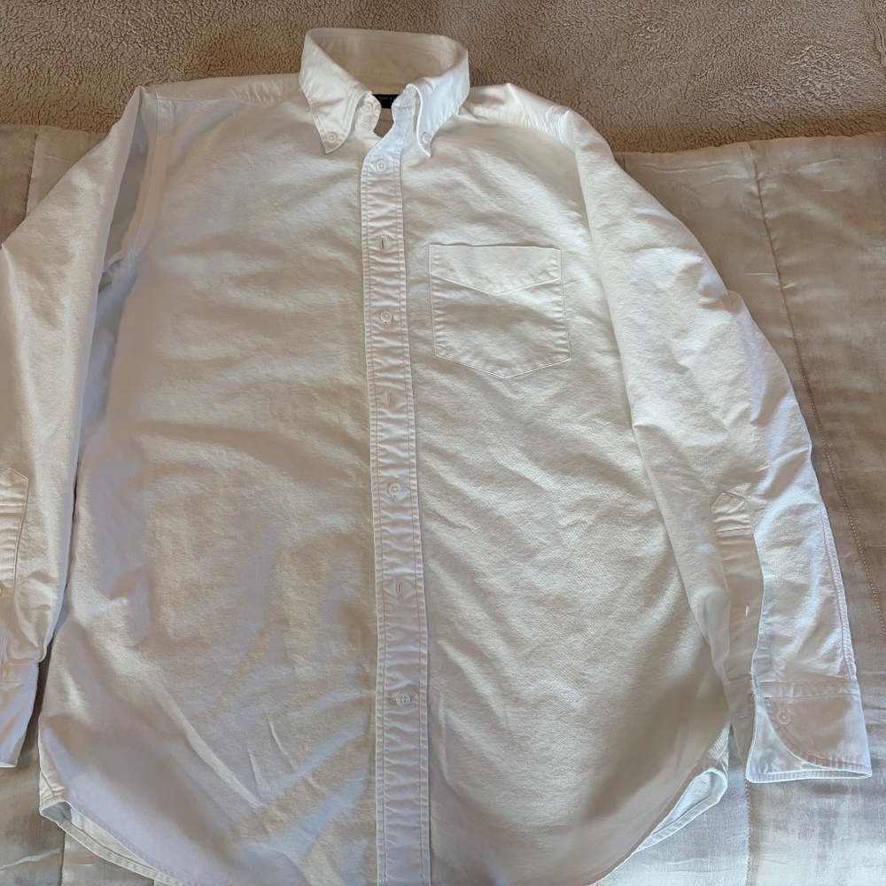 Spier & Mackay Oxford Cloth Button Down Shirt Mens White 15.5 X 34